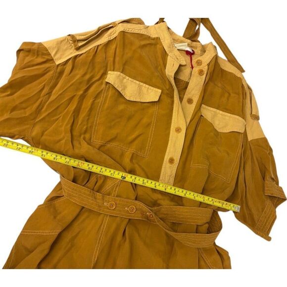 Zara SRPLS Womens Shirt Dress Size L Brown Belted Midi Short Sleeve 3173/431 NWT - Picture 12 of 13